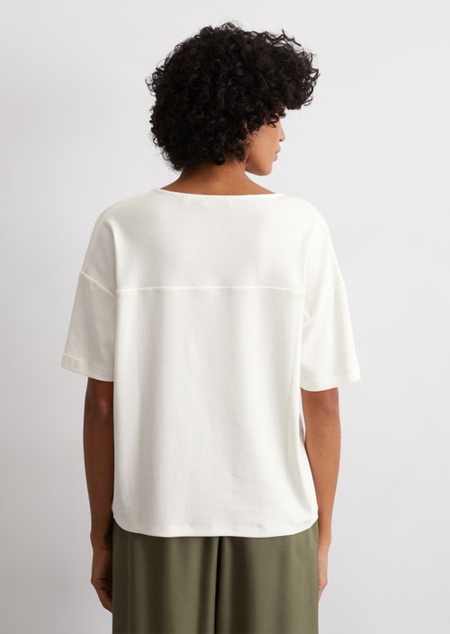 V-neck T-shirt loose — White Cotton