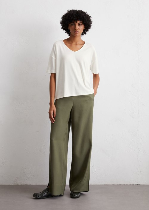 V-neck T-shirt loose — White Cotton