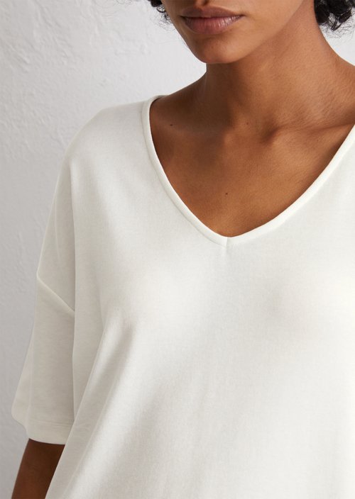 V-neck T-shirt loose — White Cotton