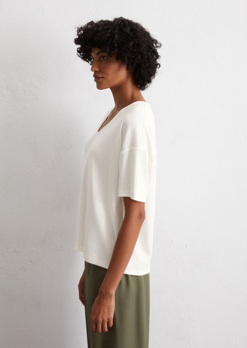 V-neck T-shirt loose — White Cotton