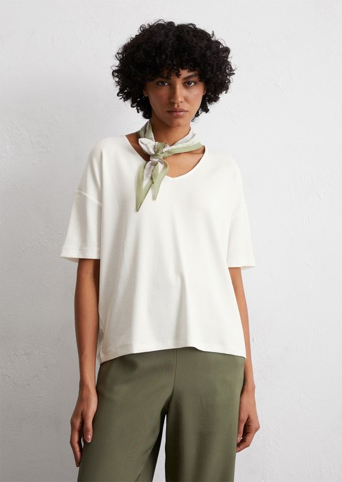 V-neck T-shirt loose — White Cotton