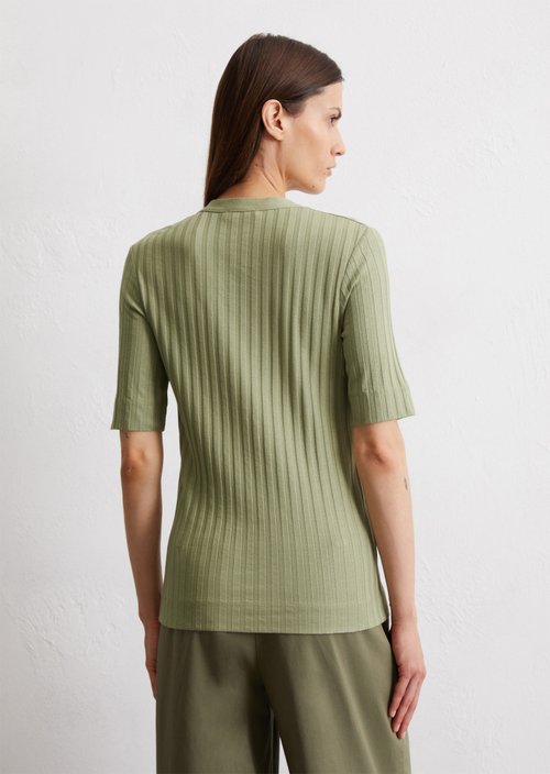 Pointelle short sleeve cardigan slim — Smooth Sage