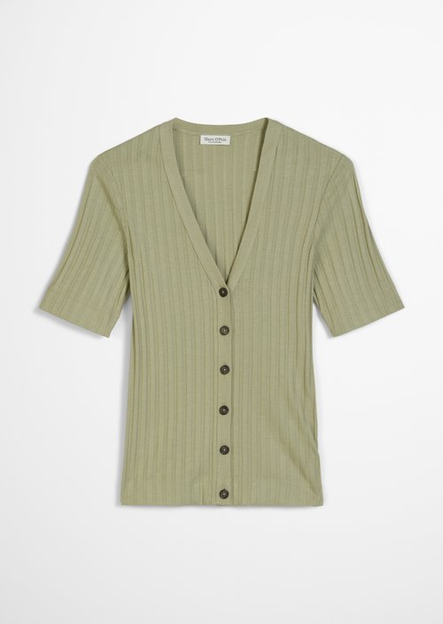 Pointelle short sleeve cardigan slim — Smooth Sage