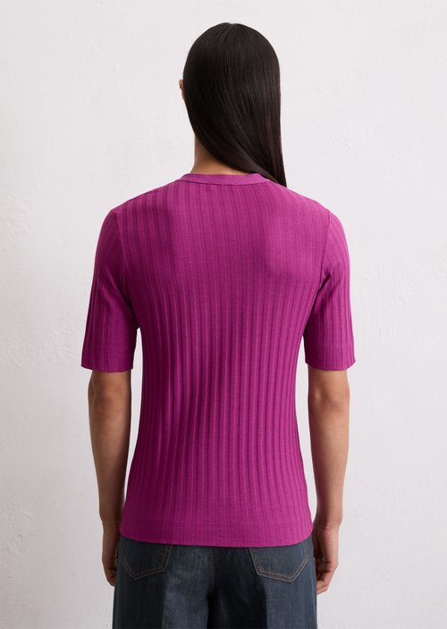 Pointelle short sleeve cardigan slim — Juicy Berry
