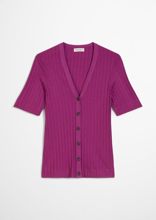 Pointelle short sleeve cardigan slim — Juicy Berry