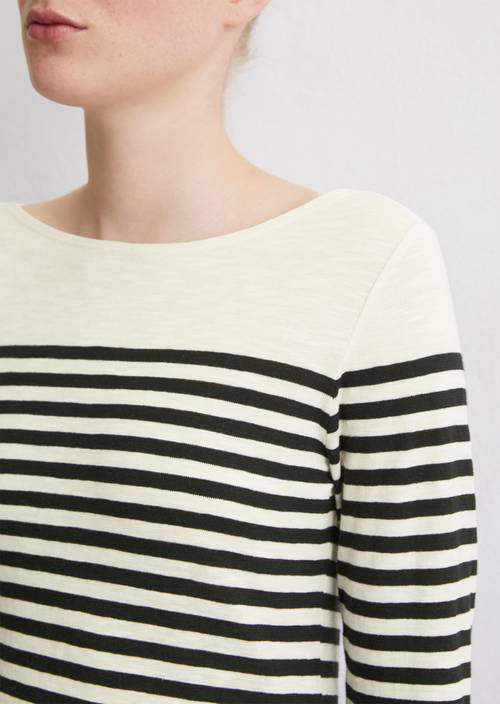 Gestreepte longsleeve regular Black in detailaanzicht