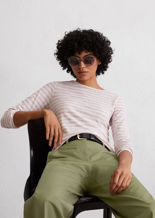 Gestreepte longsleeve regular Bright Purple in vooraanzicht