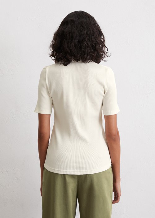 Ribbed polo shirt slim — White Cotton