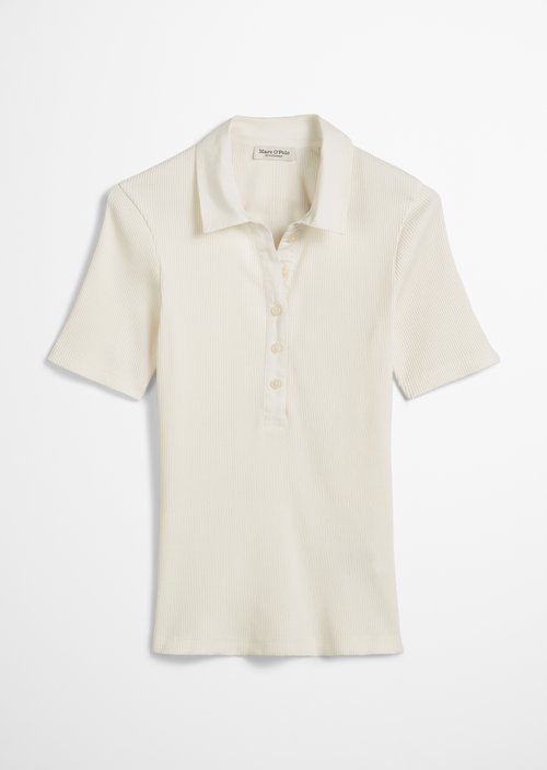 Ribbed polo shirt slim — White Cotton