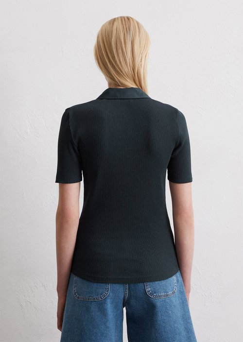 Ribbed polo shirt slim — Dark Navy