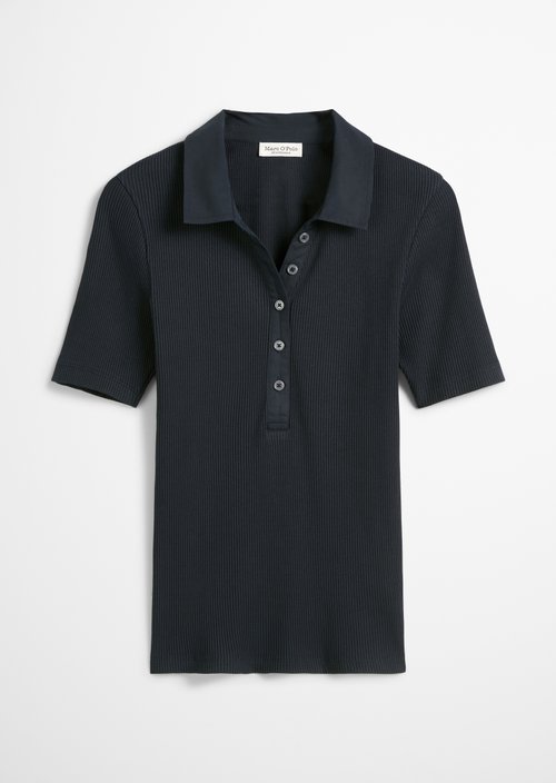 Ribbed polo shirt slim — Dark Navy