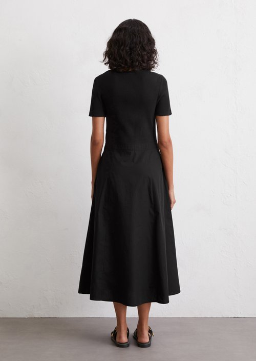 Ribbed jersey dress fitted — Black