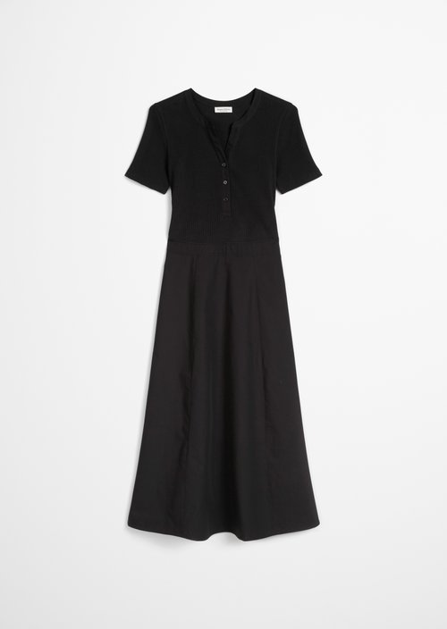 Ribbed jersey dress fitted — Black