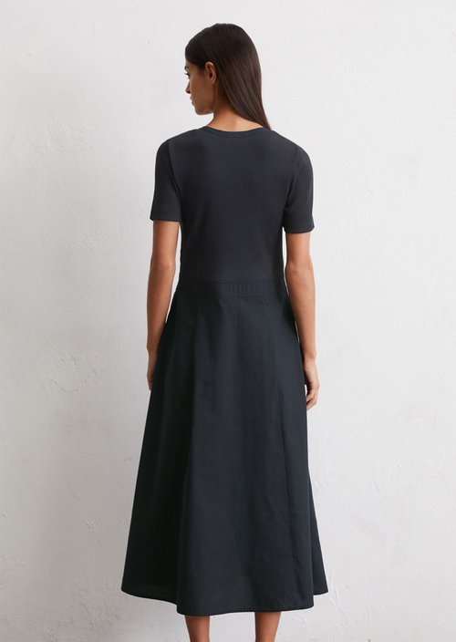 Ribbed jersey dress fitted — Dark Navy