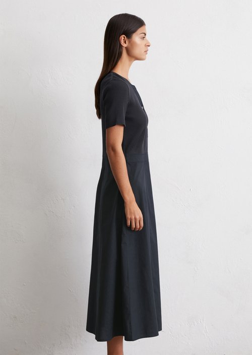 Ribbed jersey dress fitted — Dark Navy