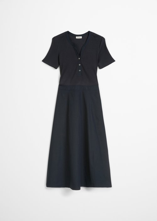 Ribbed jersey dress fitted — Dark Navy