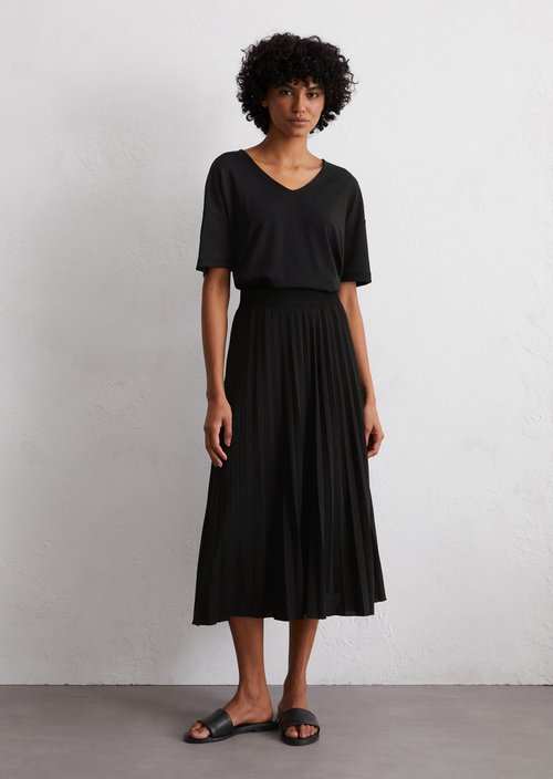 Jersey pleated skirt flared — Black
