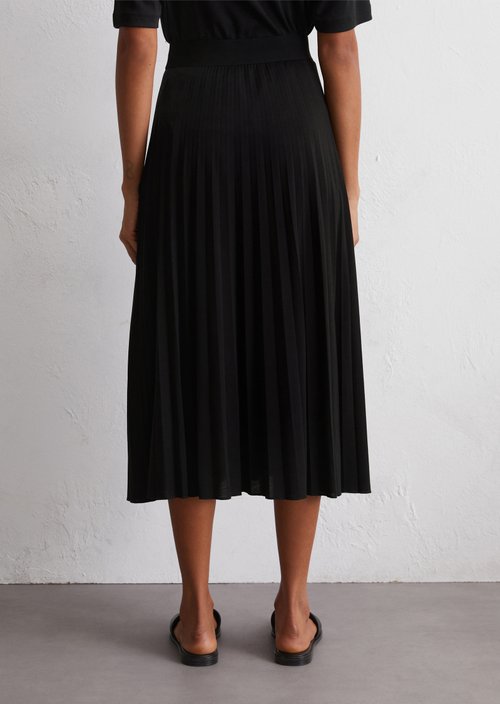 Jersey pleated skirt flared — Black
