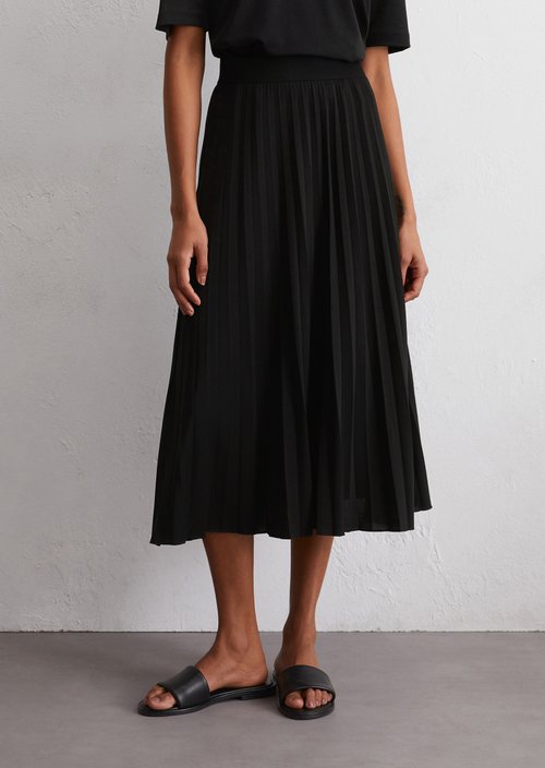 Jersey pleated skirt flared — Black