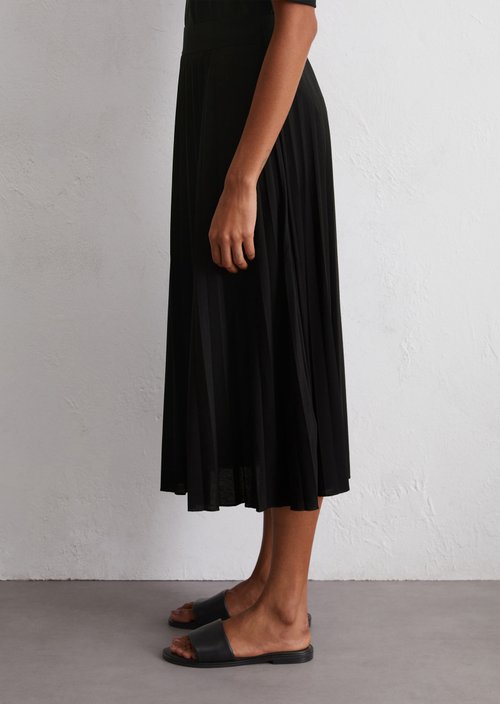 Jersey pleated skirt flared — Black