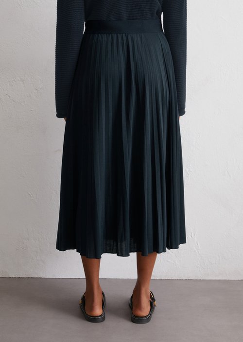Jersey pleated skirt flared — Dark Navy