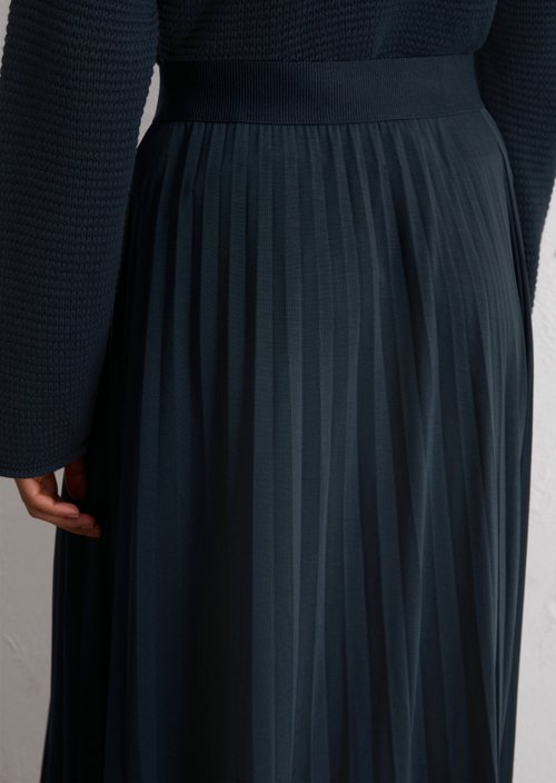 Jersey pleated skirt flared — Dark Navy