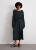 Jersey pleated skirt flared with TENCEL™ Lyocell - blue | Midi