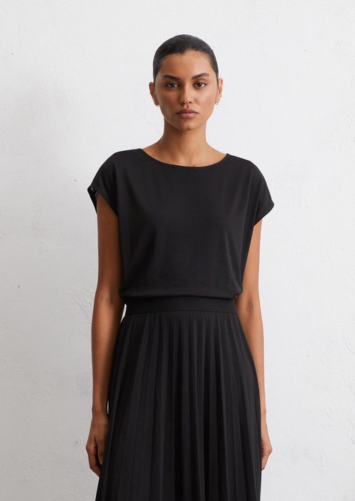 Jersey dress with elastic waist — Black