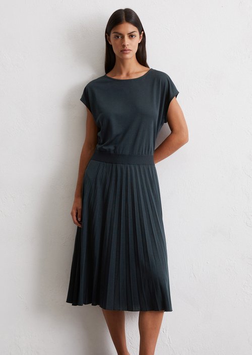 Jersey dress with elastic waist — Dark Navy