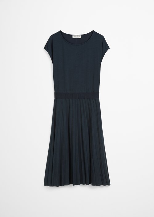 Jersey dress with elastic waist — Dark Navy