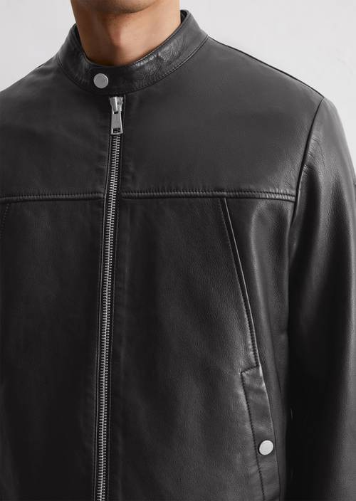 Biker leather jacket regular Black in detail view
