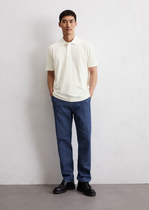 DfC polo shirt seersucker regular — Silky White