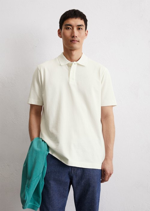DfC polo shirt seersucker regular — Silky White