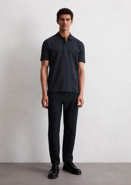 DfC polo shirt seersucker regular — Dark Navy
