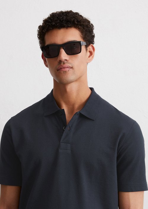 DfC polo shirt seersucker regular — Dark Navy