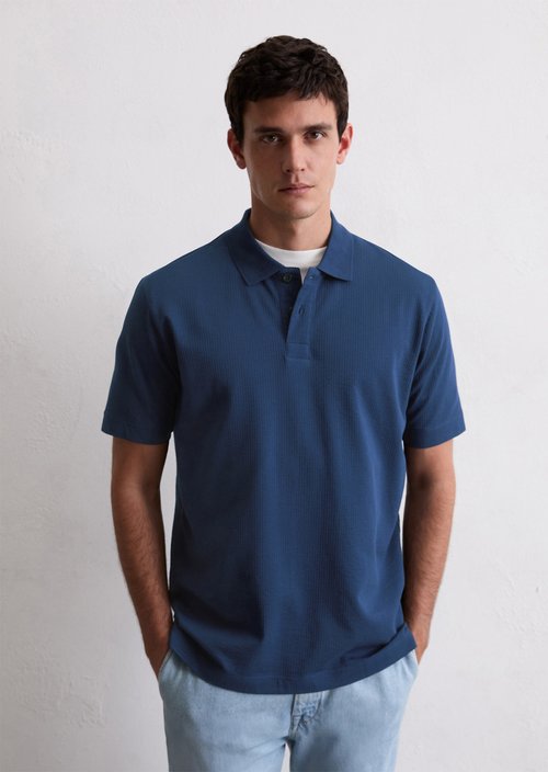 DfC polo shirt seersucker regular — Iris Ink
