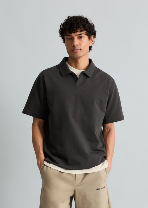 Relaxed sweat polo shirt — Broken Graphite