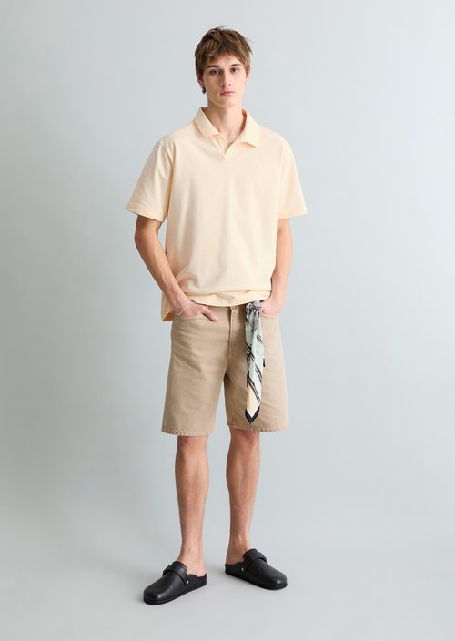 Relaxed sweat polo shirt — White Blush