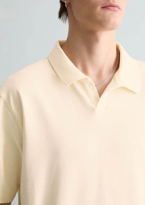 Relaxed sweat polo shirt — White Blush