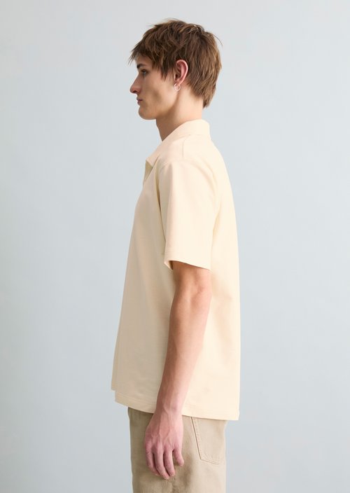 Relaxed sweat polo shirt — White Blush