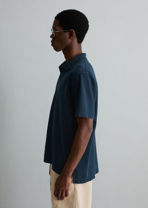Piqué relaxed polo shirt — Navy Teal