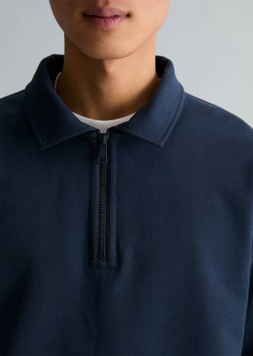 Sudore rilassato troyer Navy Teal in vista dettagliata