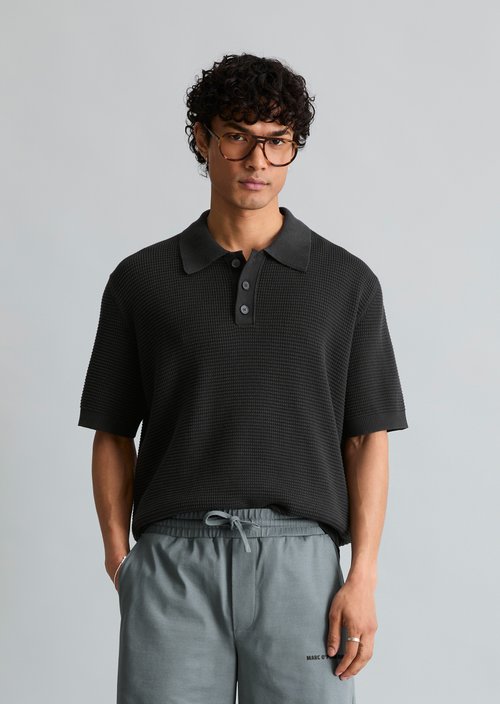 DfC knit polo shirt — Broken Graphite
