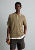 DfC knit polo shirt with waffle structure - brown | Knit | MARC O'POLO
