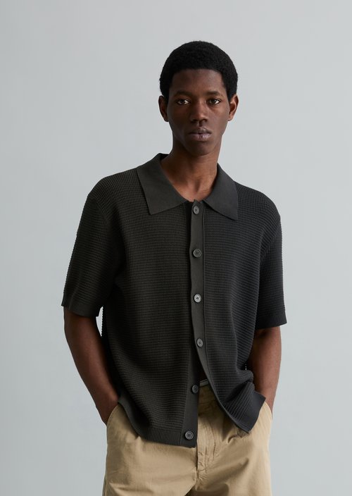 DfC knitted shirt regular in polo style — Broken Graphite