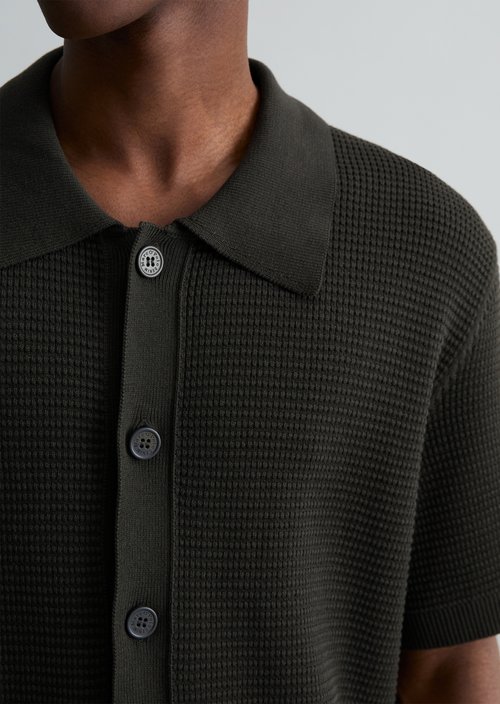 DfC knitted shirt regular in polo style — Broken Graphite