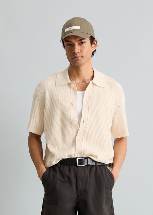 DfC knitted shirt regular in polo style — White Blush