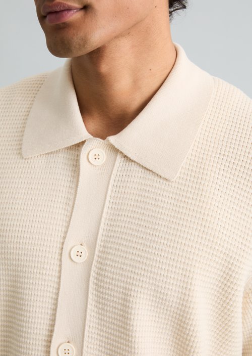 DfC knitted shirt regular in polo style — White Blush