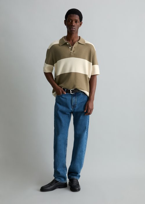 Knitted polo shirt regular — Light Beige