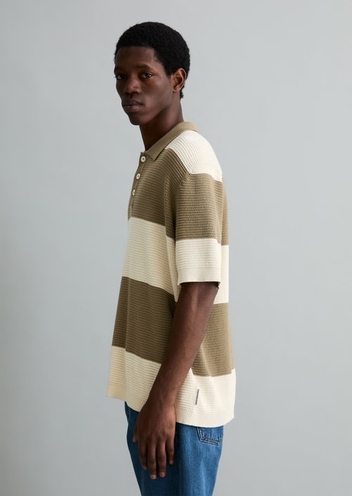 Knitted polo shirt regular — Light Beige